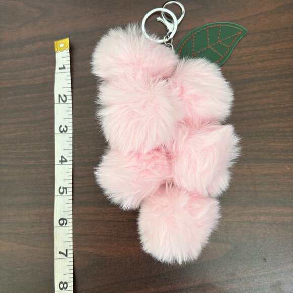 Faux Fur Pink Grapes Keychains Bag Charms Car Key Key chain Key Ring NWOT - Picture 4 of 5